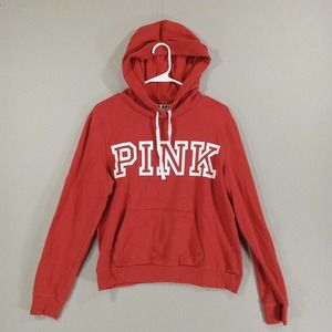 Pink Victoria Secret Hoodie Womens M Red Long Sleeve Pullover Sweatshirt
